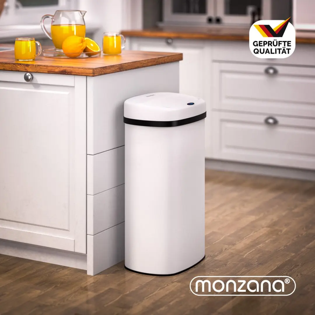 Monzana Vuilnisbak 58L USB Sensor - Crème