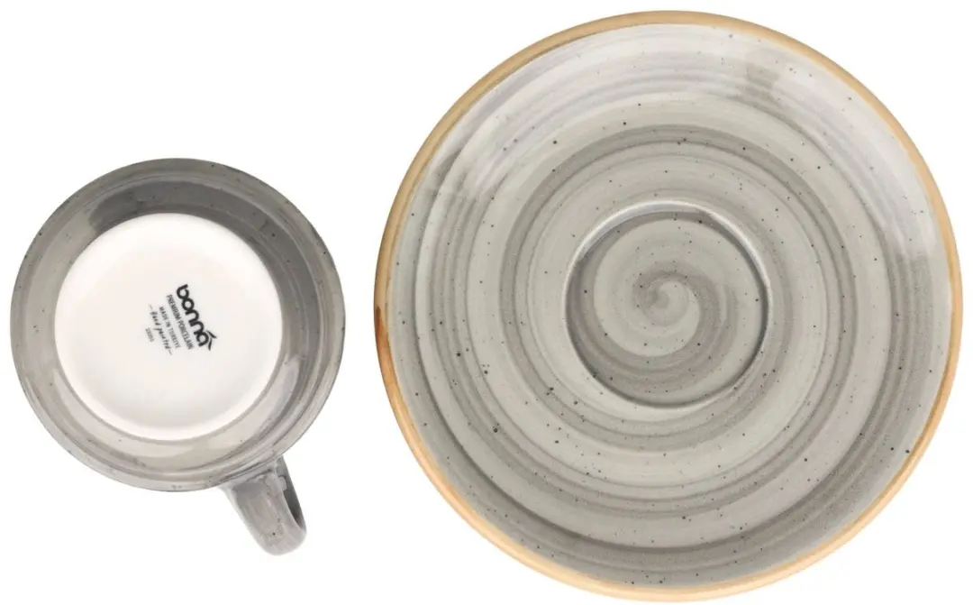 Bonna Aura Space Theekopjes & Schotels 210cc - 6-delig - Grijs