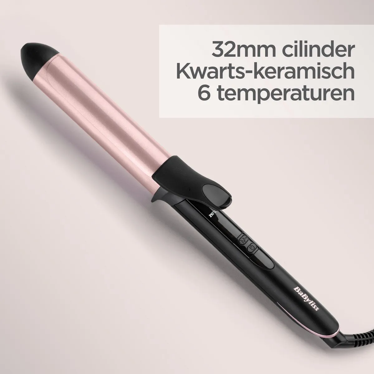 Babyliss Rose-Quartz 32mm Krultang C452E - 6 Temperaturen - Zwart