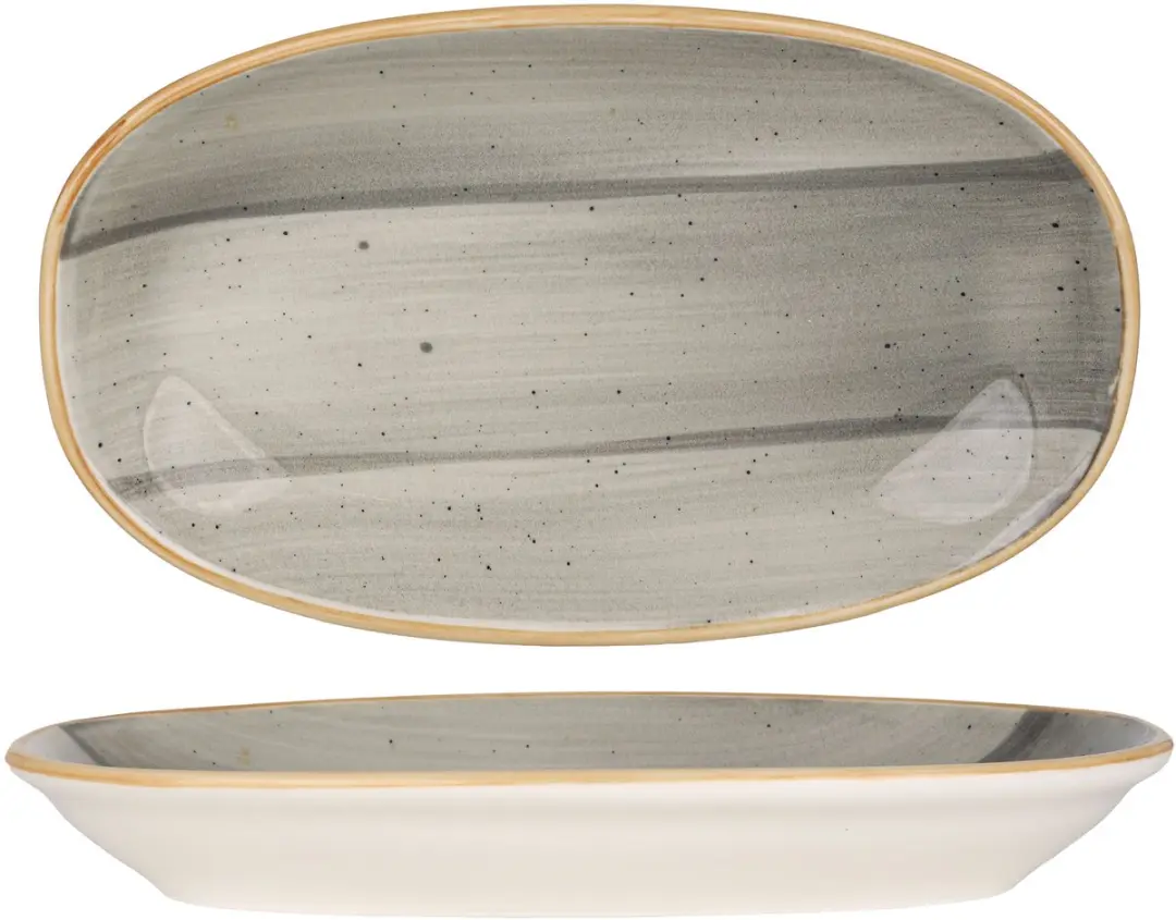 Bonna Aura Space Serveerschaal - 34x19cm - Grijs - 2 Stuks