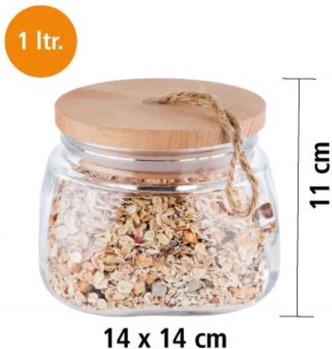 APS Woody Voorraadpot Glas 1L - Set van 2