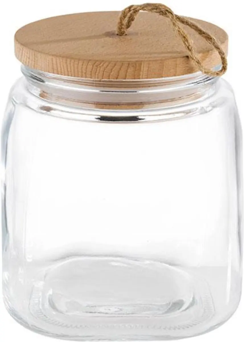 APS Voorraadpot Glas 2 Liter - Houten Deksel