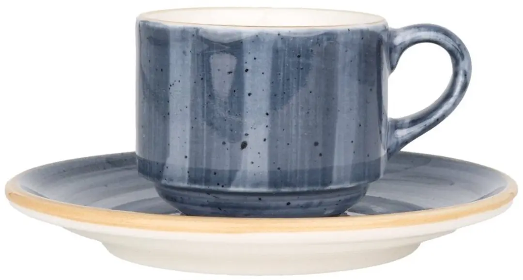 Bonna Aura Dusk Espressokopjes & Schoteltjes - 80cc - Blauw - 6-delig