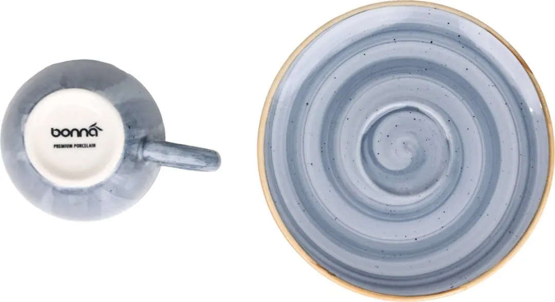 Bonna Aura Dusk Espressokopjes & Schoteltjes - 80cc - Blauw - 6-delig