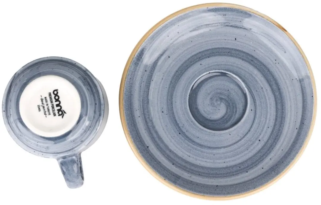 Bonna Aura Dusk Espressokopjes & Schoteltjes - 80cc - Blauw - 6-delig