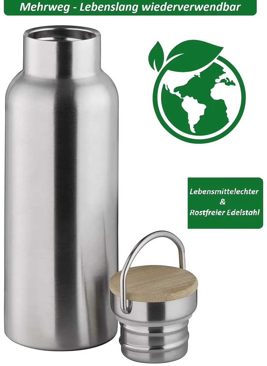 APS 66906 Roestvrijstalen Drinkfles 750ml - Zilver