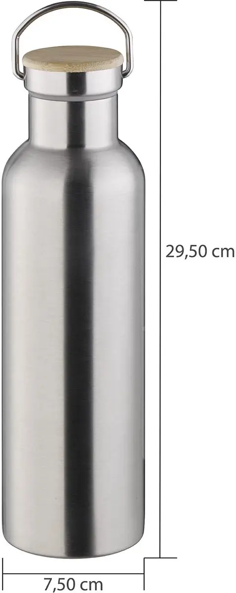 APS 66906 Roestvrijstalen Drinkfles 750ml - Zilver