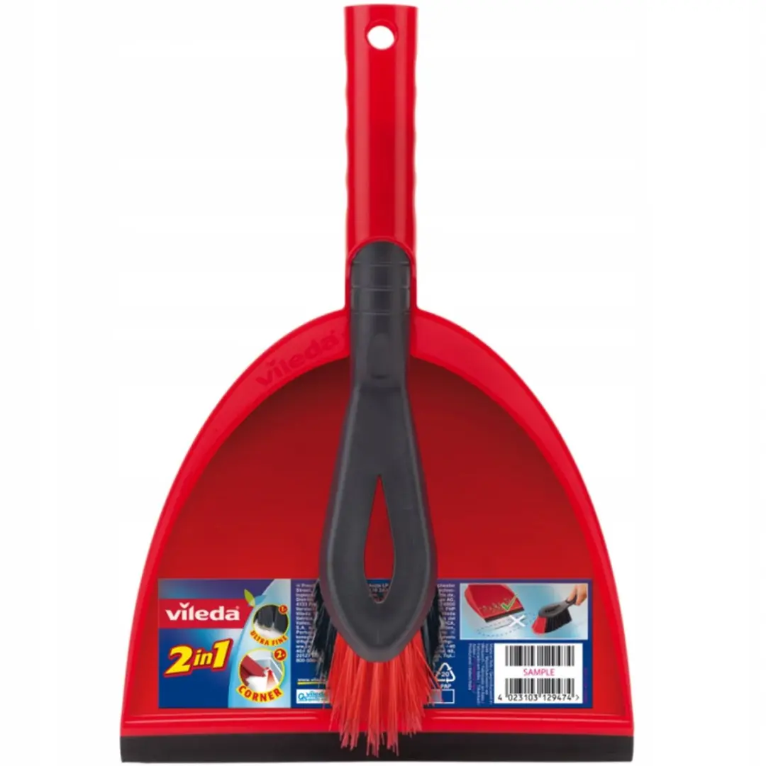 Vileda 2-in-1 Stoffer en Blik Set - Rood