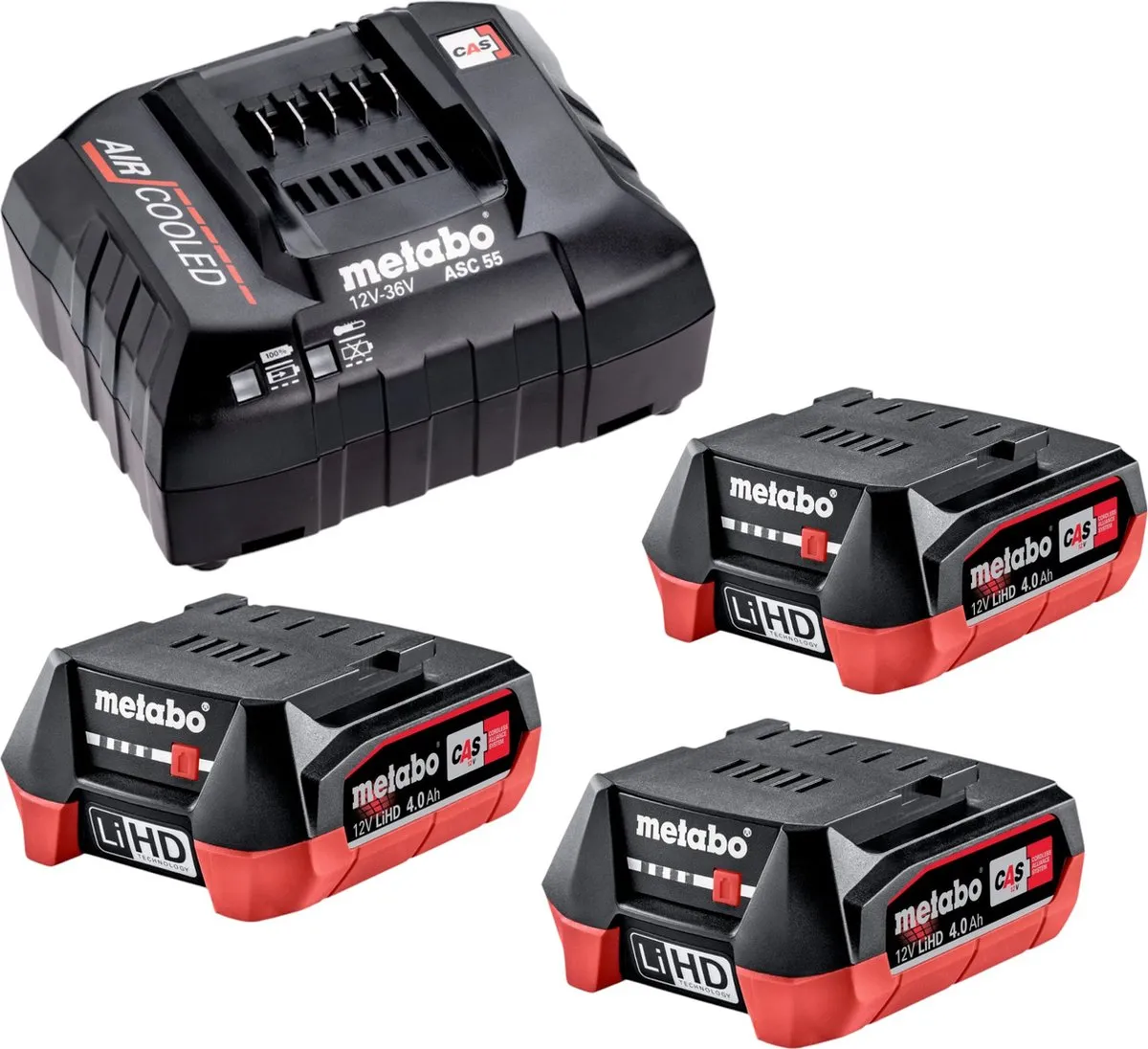 Metabo Basisset 3x LiHD 12V 4.0Ah Accu + ASC 55 Lader
