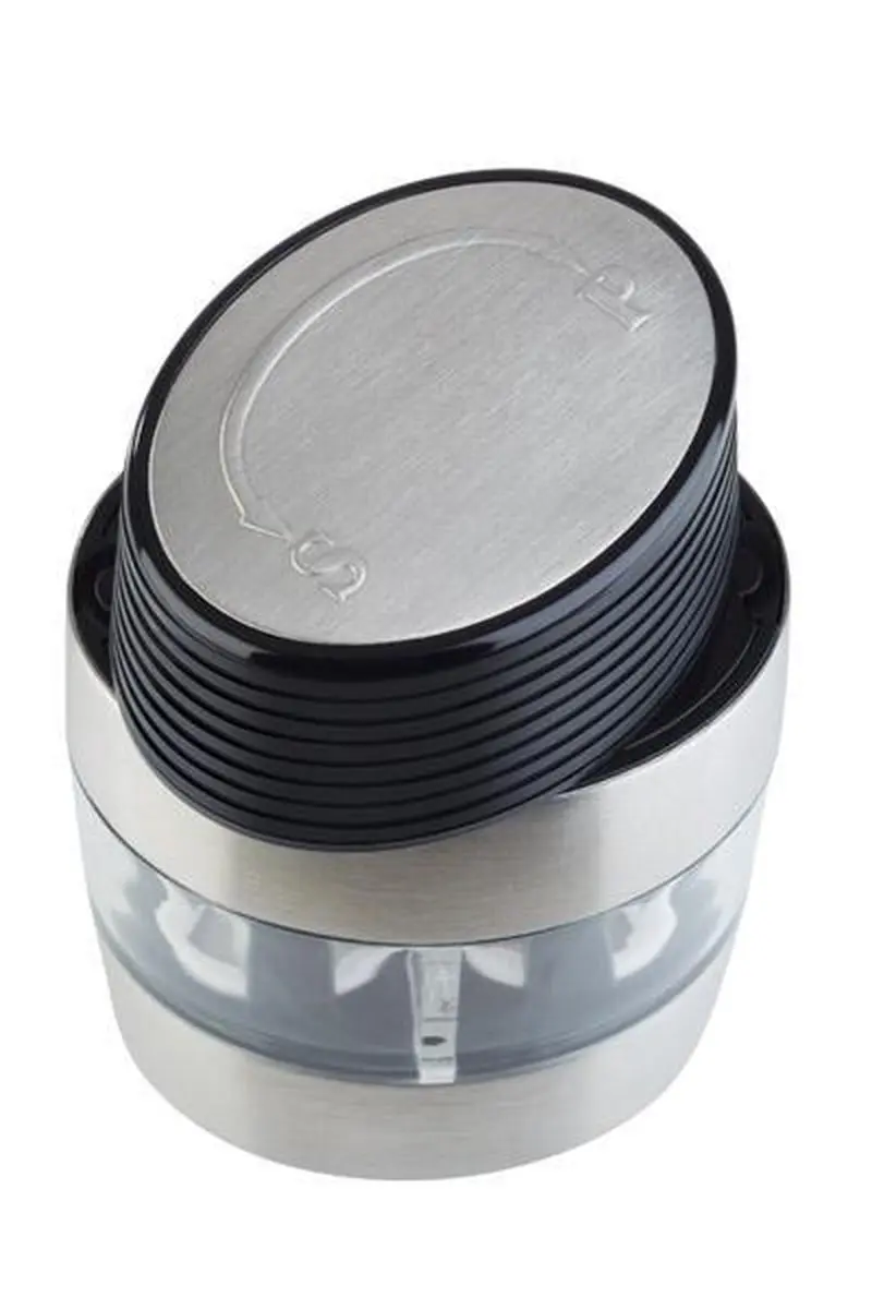 APS Peper- en Zoutmolen 2-in-1 - 5x6,5cm - Zilver/Transparant