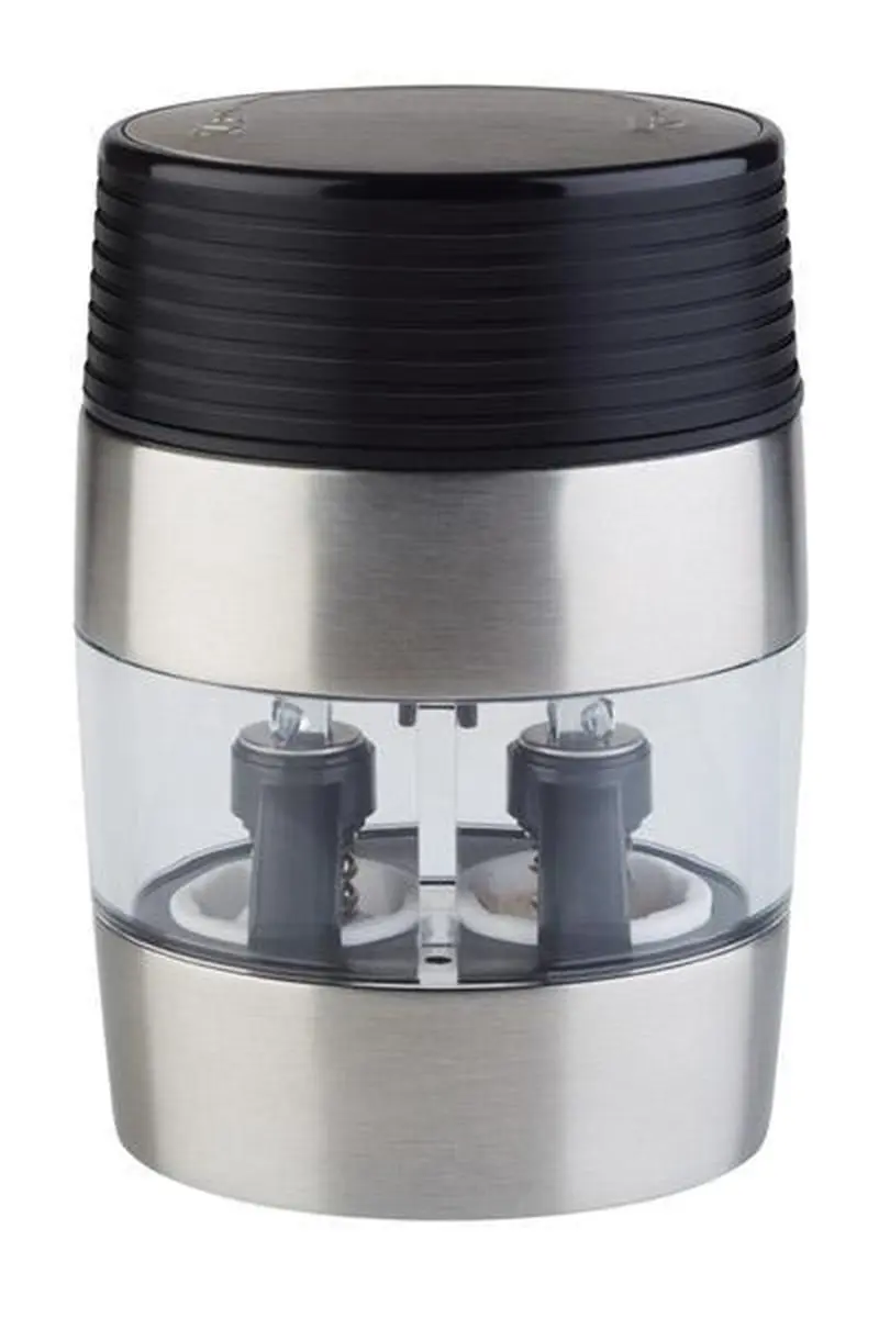 APS Peper- en Zoutmolen 2-in-1 - 5x6,5cm - Zilver/Transparant