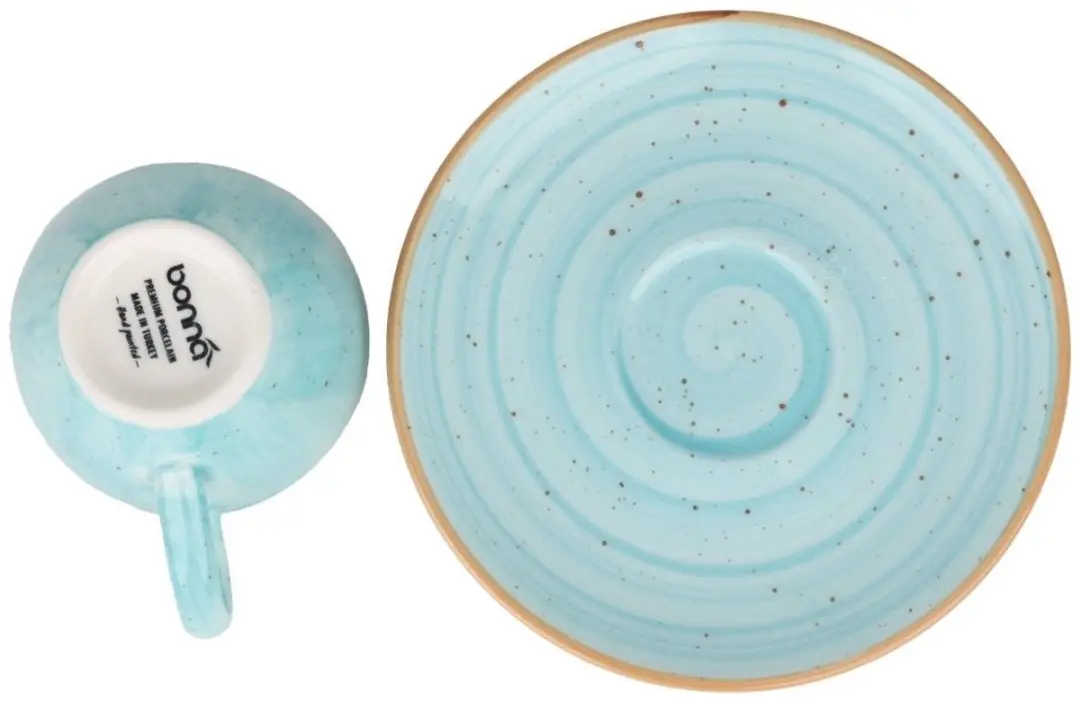 Bonna Aqua Espresso Kopjes & Schotels 80cc - Blauw - 6 Stuks