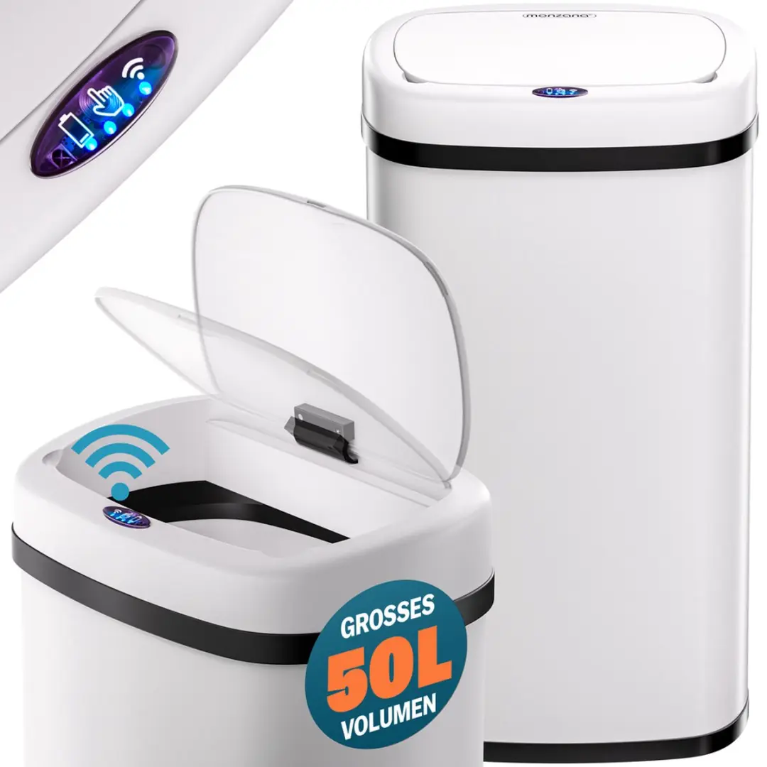 Monzana Automatische Sensor Prullenbak 50L - Wit