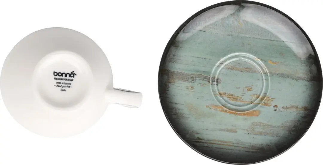Bonna Madera Theekopjes & Schotels 230cc - 6-delig - Groen