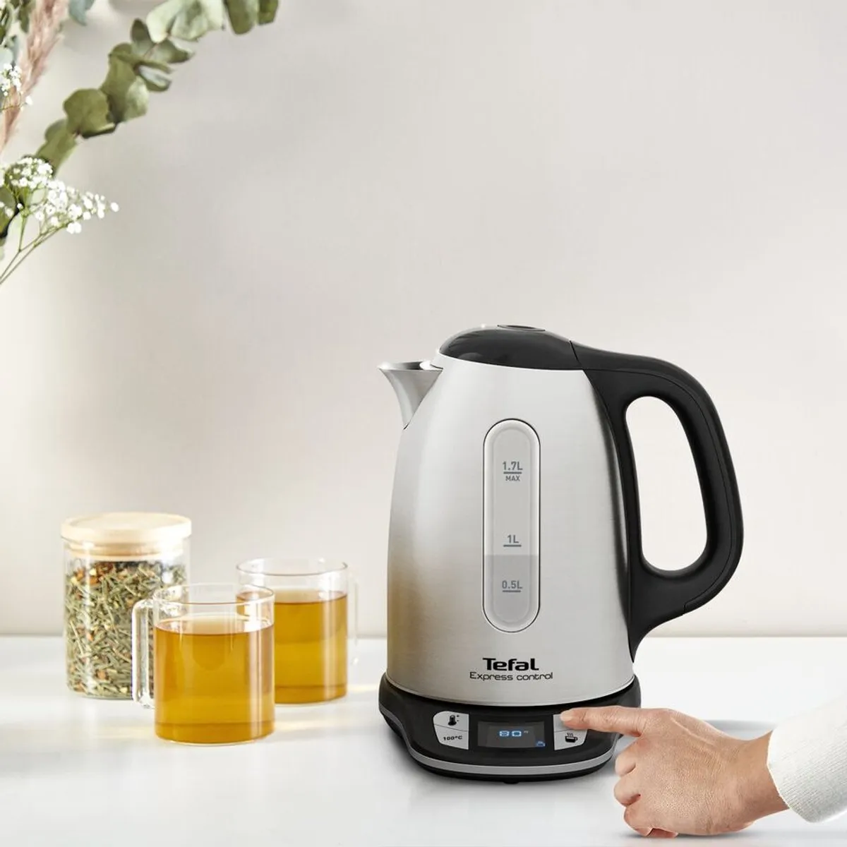 Tefal Express Control KI240D10 Waterkoker 1,7L - 2400W - 7 Programma's - RVS/Zwart