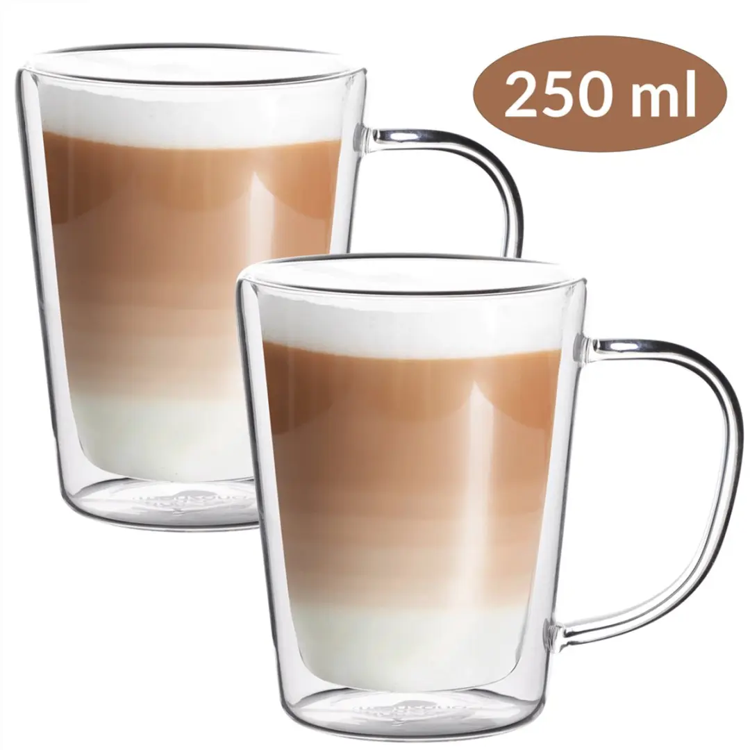 Monzana Theeglazen Set 8x250ml - Dubbelwandig - Transparant