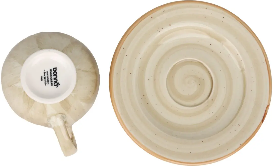 Bonna Aura Terrain Theekopjes & Schotels - 230cc - Geel - 6-delig