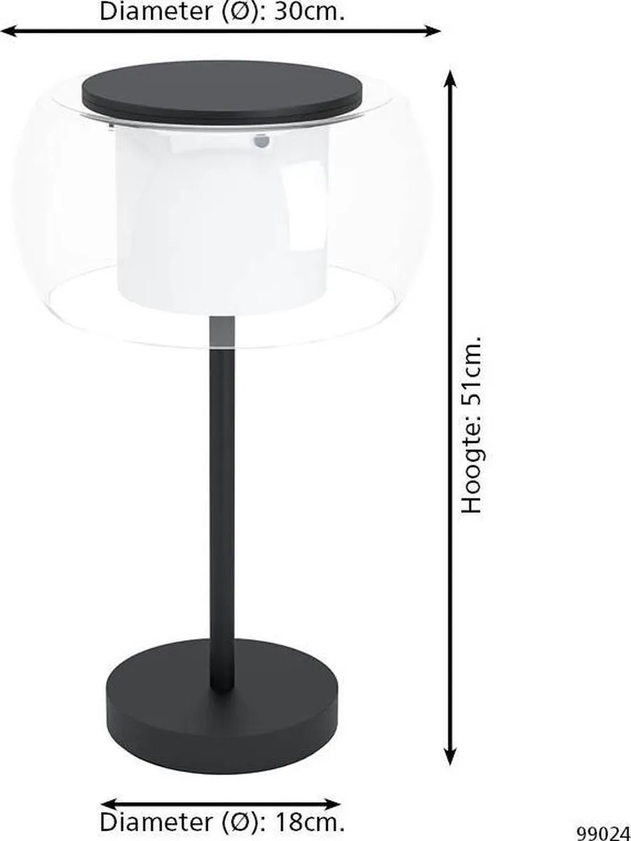 Eglo Briaglia-C LED Tafellamp 51cm - Zwart/Wit
