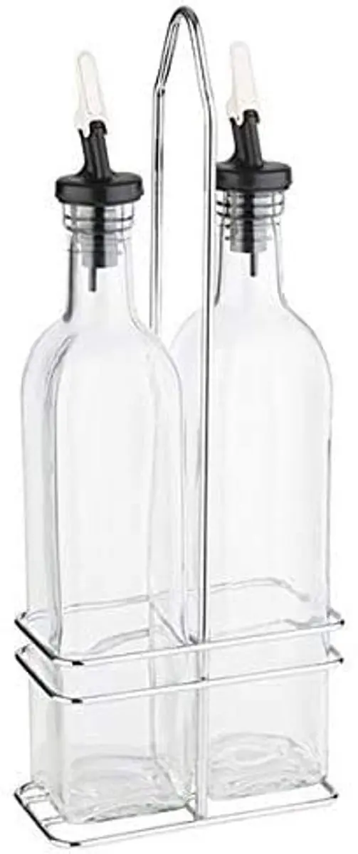 APS Olie- en Azijnset 40446 - 2x 0,5L Glas - Verchroomd