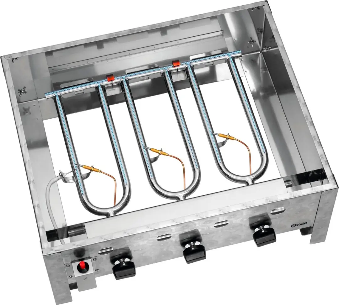 Bartscher 1061933 Gas-Tafelbraadgrill - 3 Branders - Grijs/Zwart