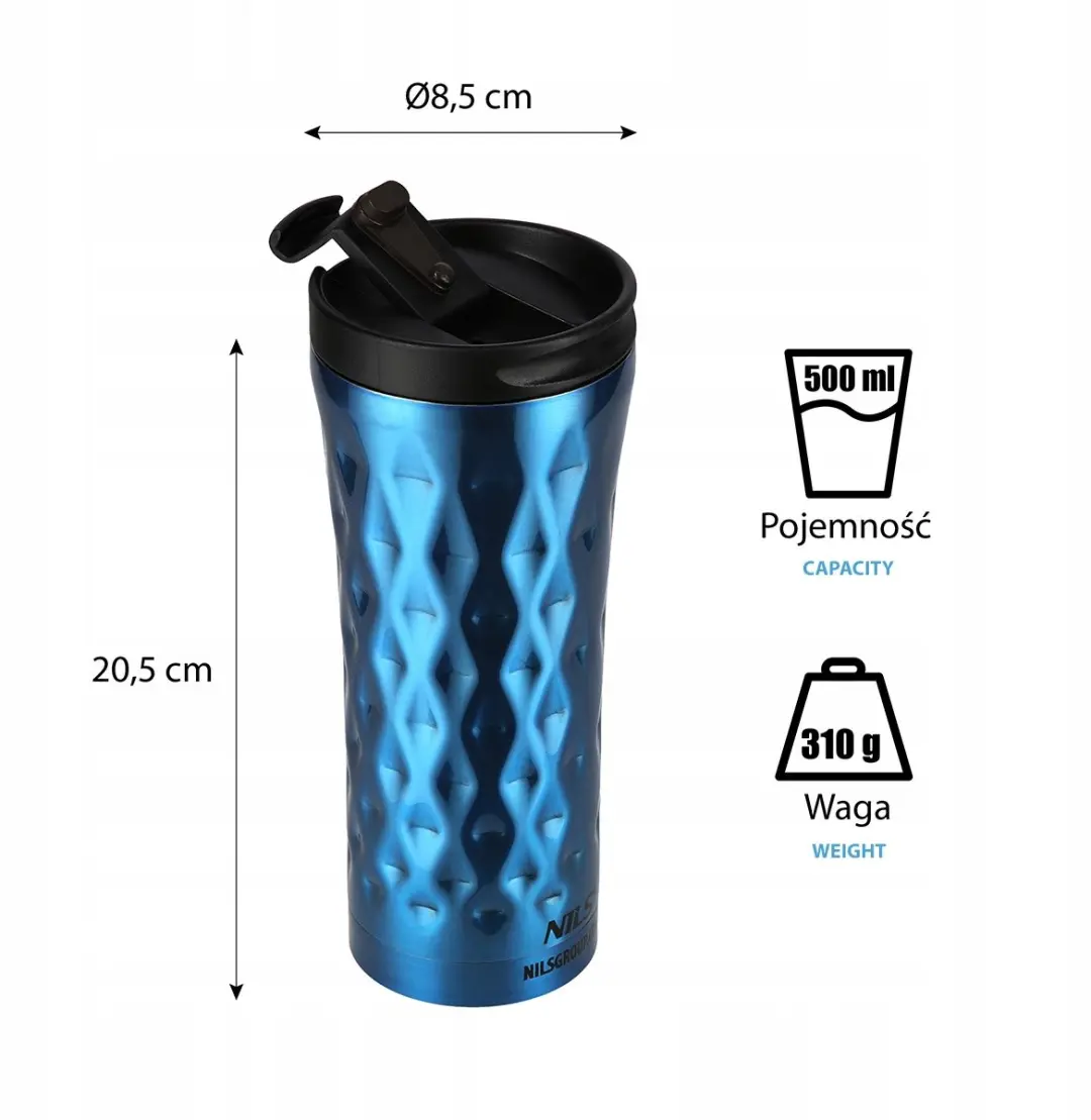Nils Thermos Bidon 0,5L - Blauw - 12u Warm/24u Koud