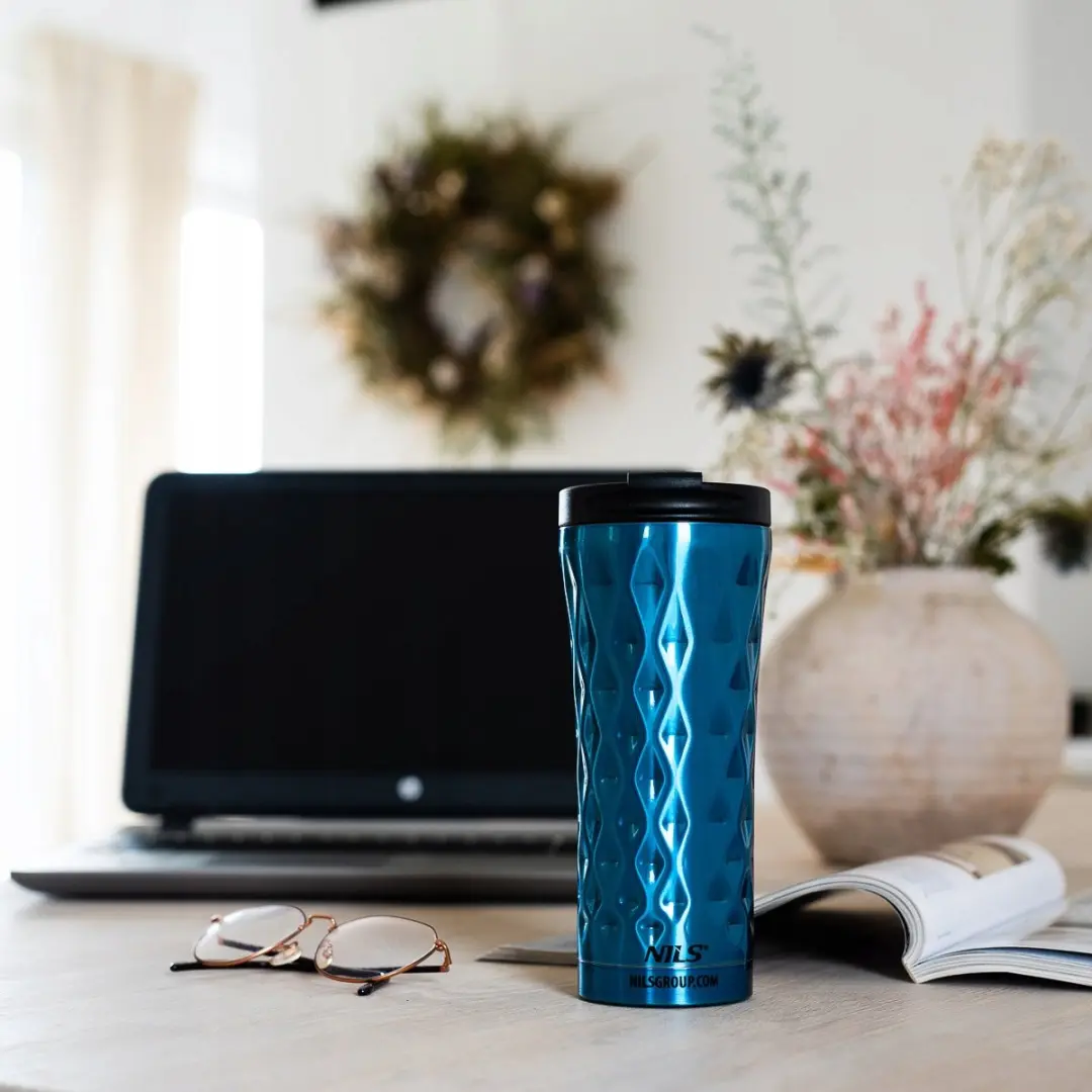Nils Thermos Bidon 0,5L - Blauw - 12u Warm/24u Koud