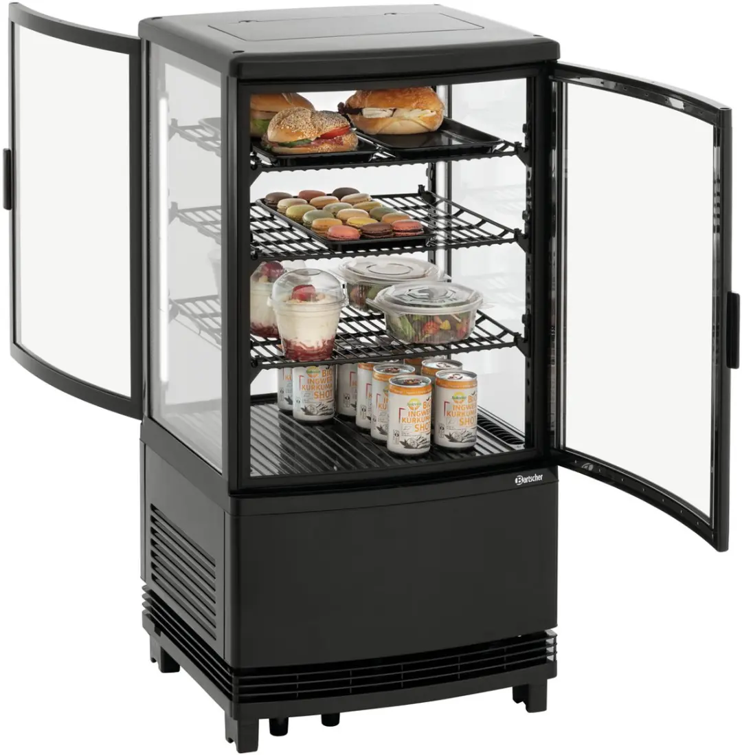 Bartscher Mini Koelvitrine 700358GV1 - 64L - 3 Plateaus - Zwart