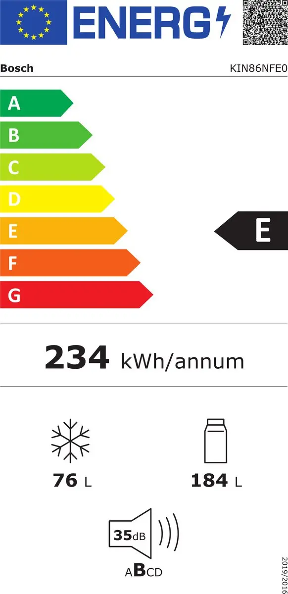 Bosch Serie 2 KIN86NFE0 Koel-vriescombinatie 260L - Wit