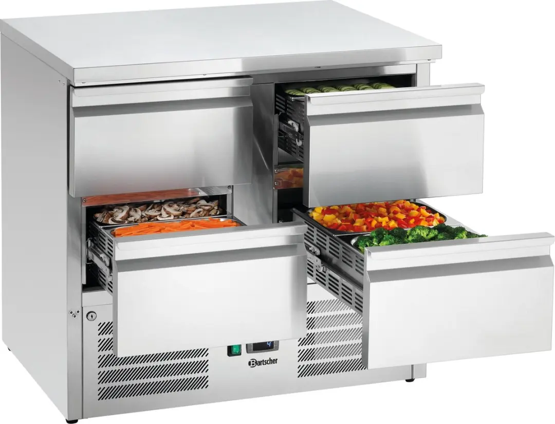 Bartscher 200282 Koelwerkbank 260L - 4 Laden - 0°C tot 10°C - Rvs