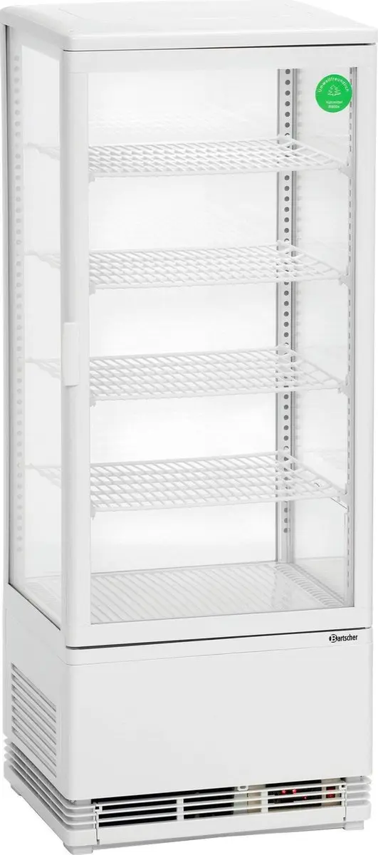 Bartscher Mini-Koelvitrine 98L - Wit - 4 Roosters