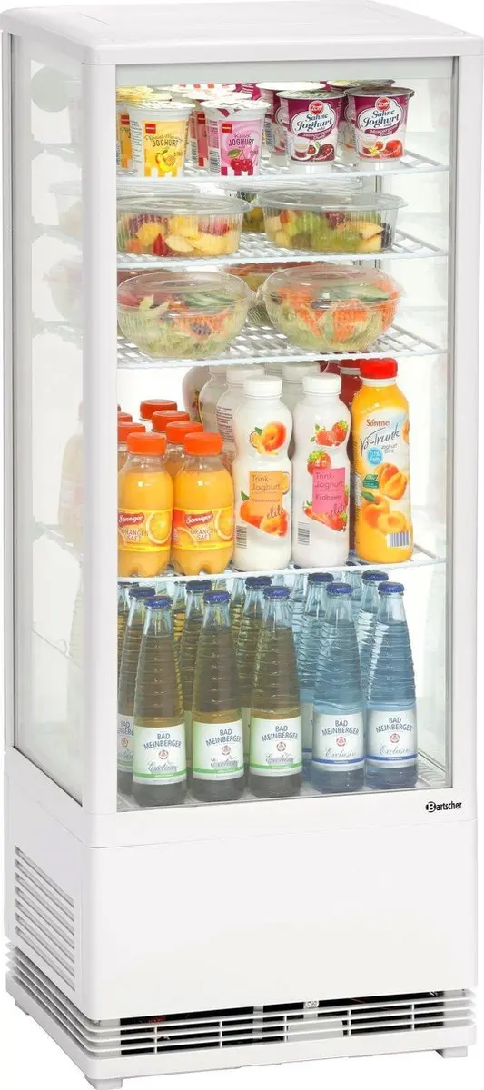 Bartscher Mini-Koelvitrine 98L - Wit - 4 Roosters