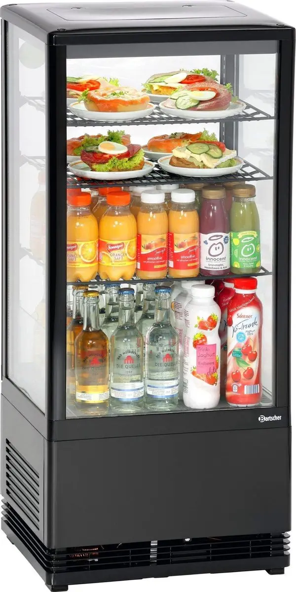 Bartscher Mini-Koelvitrine 78L - 3 Plateaus - Zwart