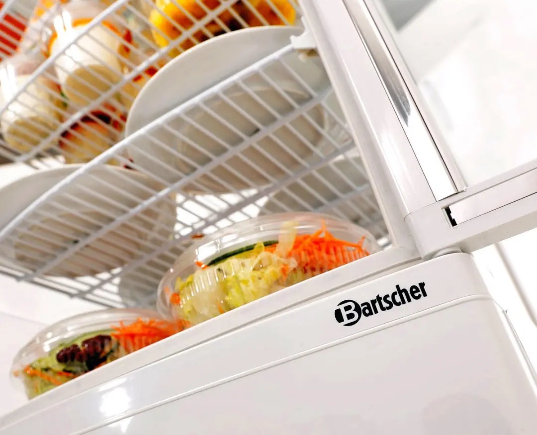 Bartscher Mini-Koelvitrine 86L - Dubbelzijdig - 3 Plateaus - Wit