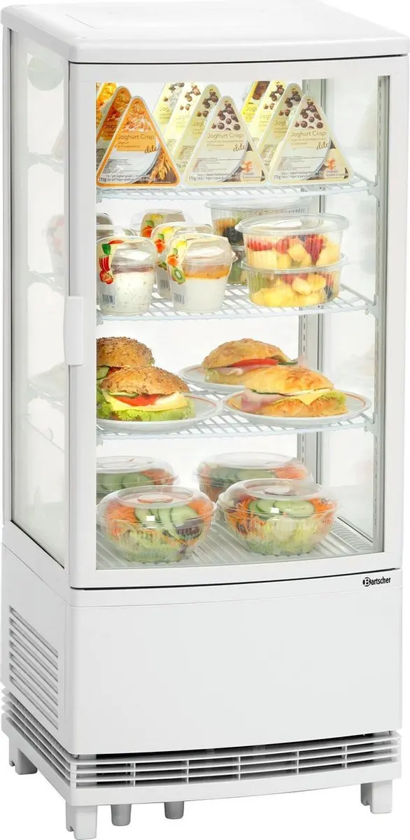 Bartscher Mini-Koelvitrine 86L - Dubbelzijdig - 3 Plateaus - Wit