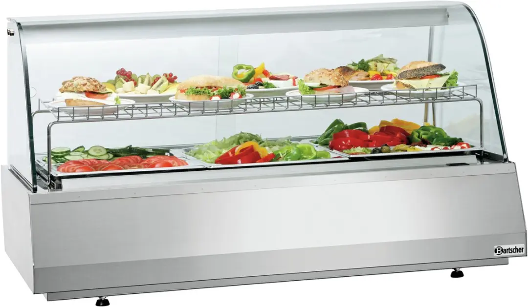Bartscher Koelvitrine 405057 - 165L - Ronde ruit - RVS