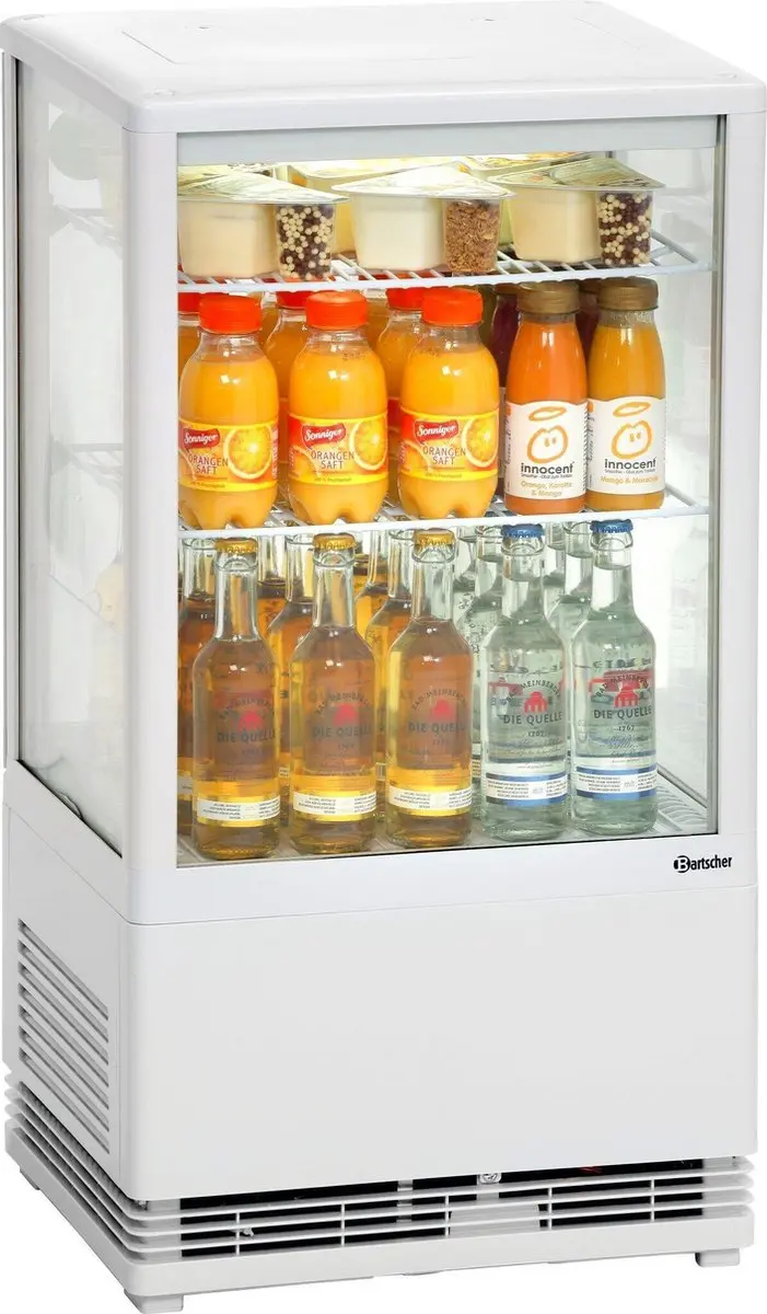 Bartscher Mini-koelvitrine 58L - Wit - 2 roosters