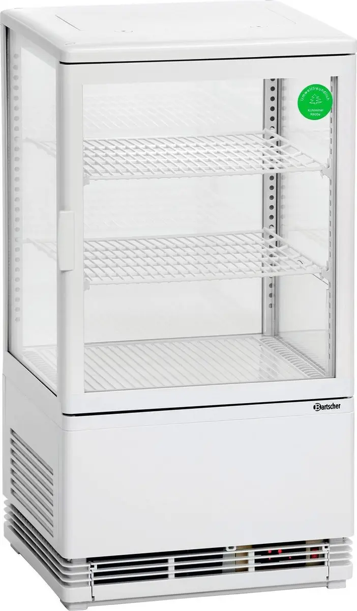 Bartscher Mini-koelvitrine 58L - Wit - 2 roosters