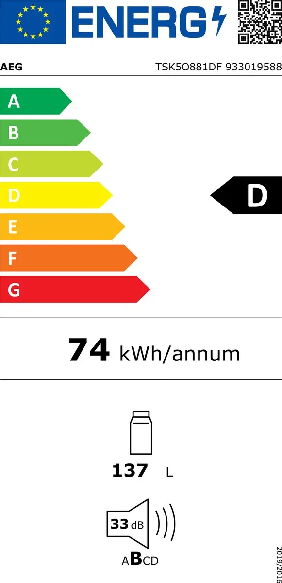 AEG TSK5O881DF Koelkast Inbouw 137L - Wit