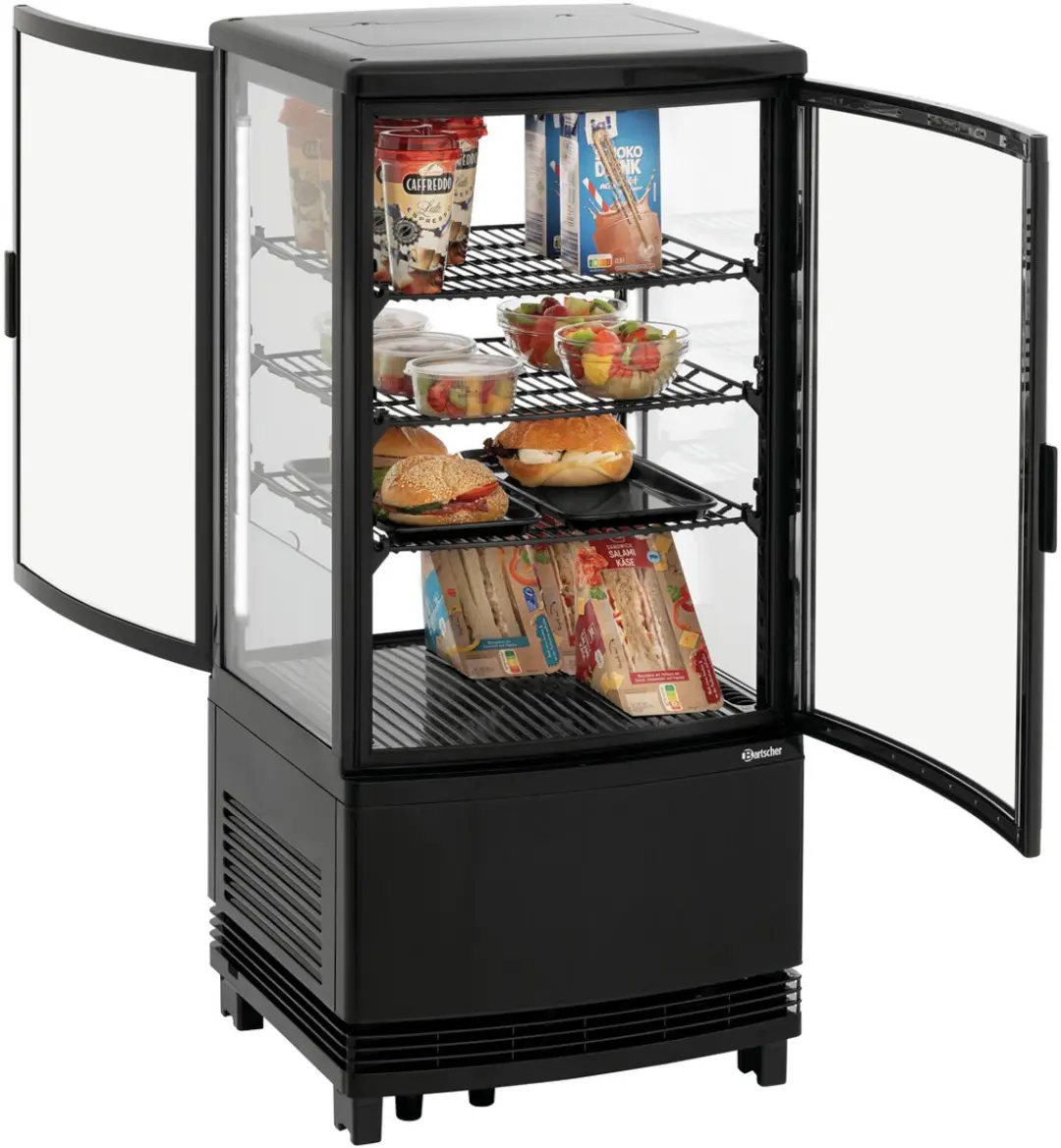 Bartscher Mini-koelvitrine 75L - 4 Niveaus - RVS