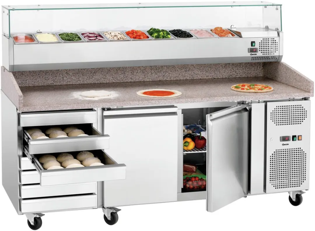 Bartscher Pizzakoelwerkbank G S7T2 200297 - 360L - 9 Plateaus - Grijs