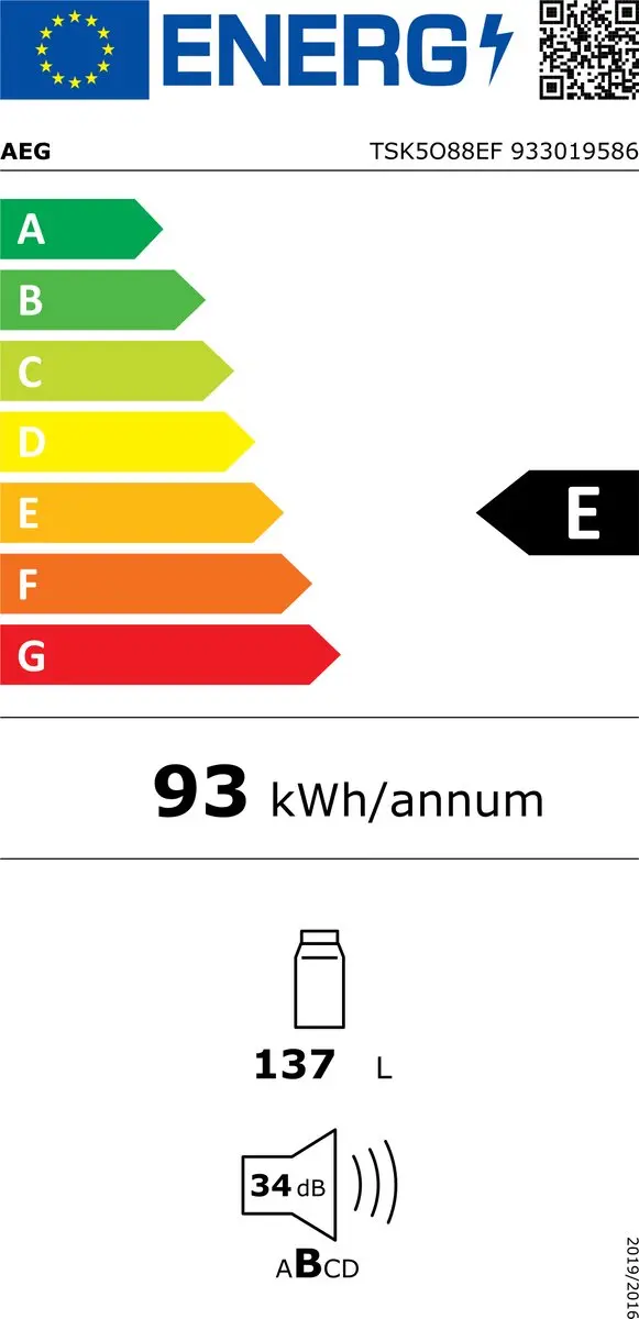 AEG TSK5O88EF Koelkast Inbouw 137L - Wit