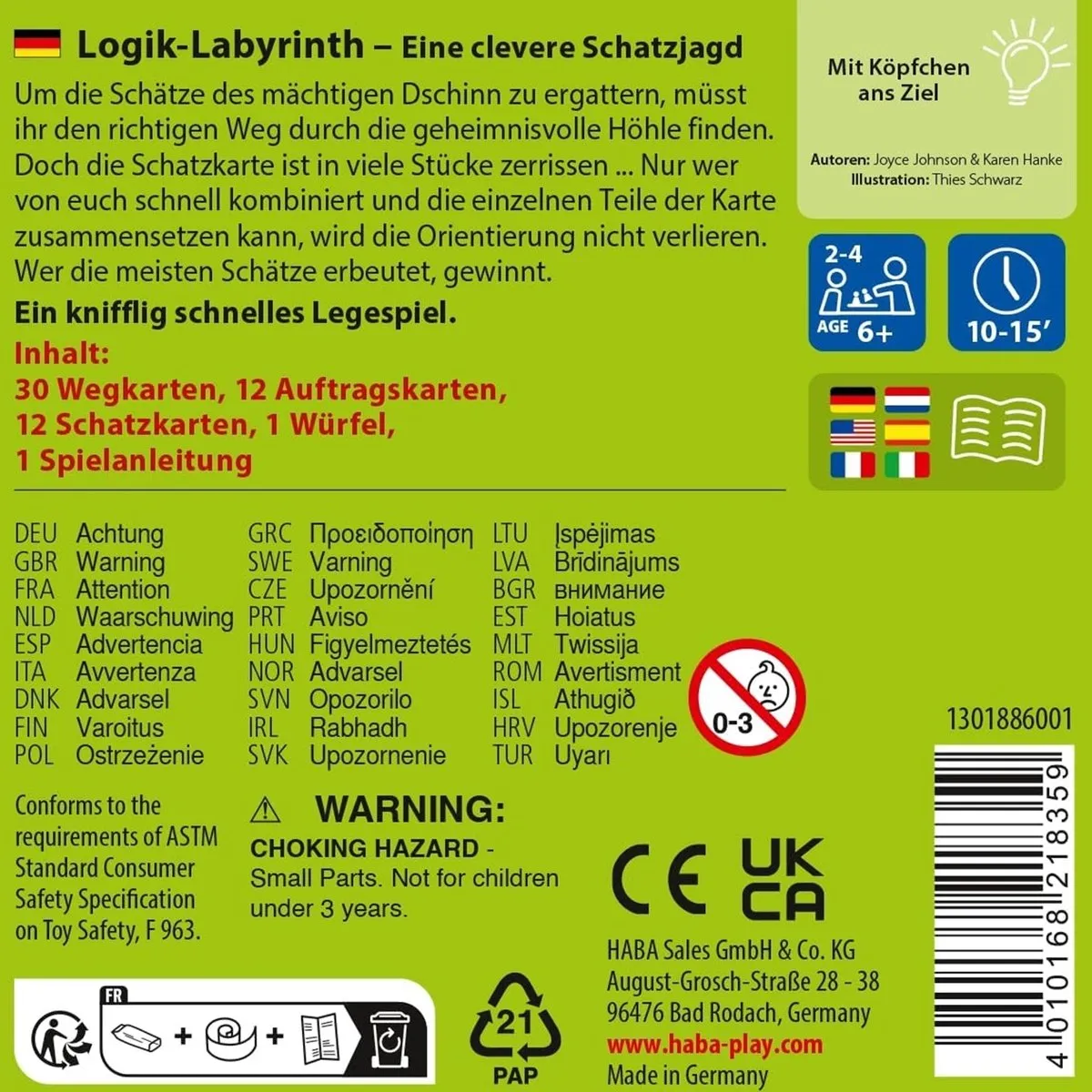 Haba Logik Labyrinth 301886 - Gezelschapsspel 2-4 spelers