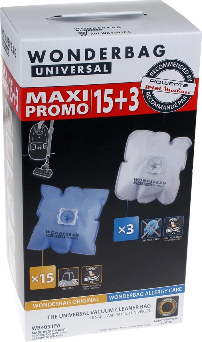 Rowenta Wonderbag WB4091FA Stofzak - 18 Stuks