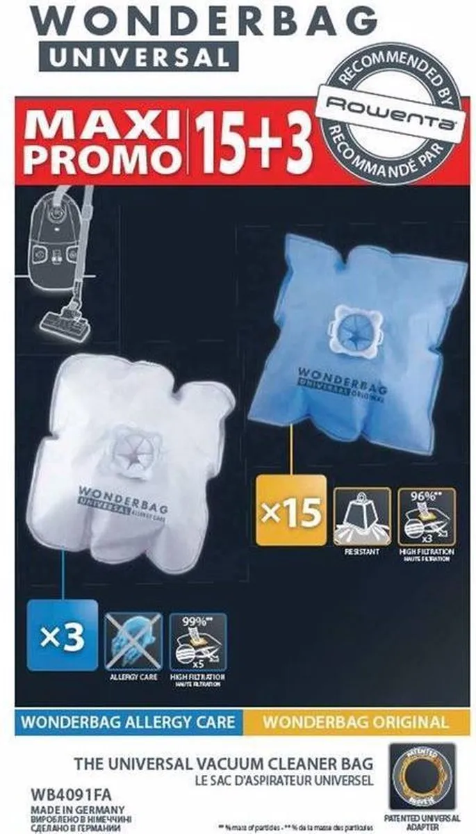 Rowenta Wonderbag WB4091FA Stofzak - 18 Stuks - afbeelding 6 van 6