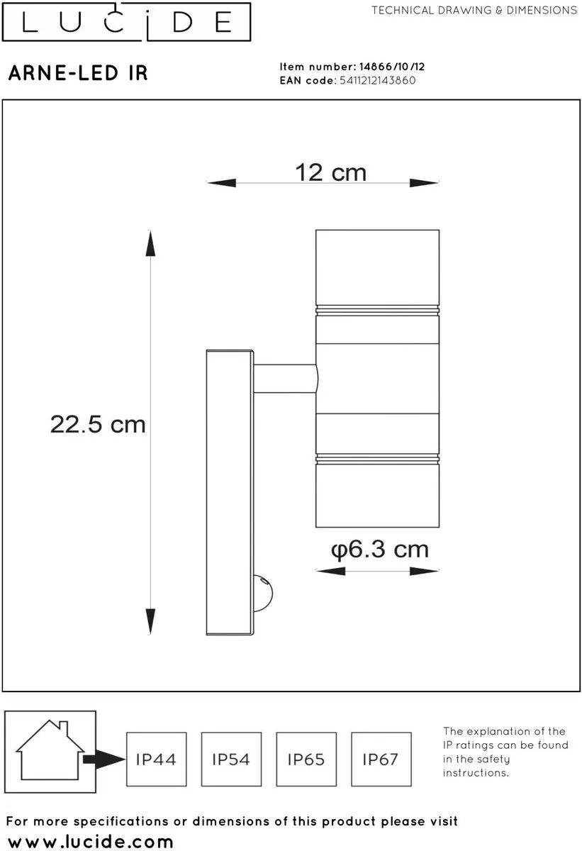 Lucide ARNE-LED Wandspot GU10 2x5W 2700K - Mat chroom
