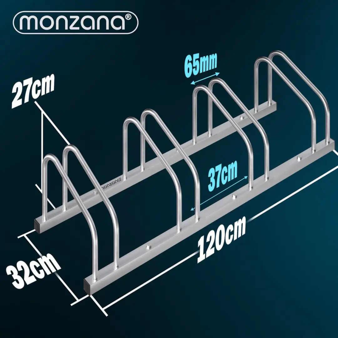 Monzana Fietsenrek 4 Fietsen - 37cm Wielafstand - Grijs