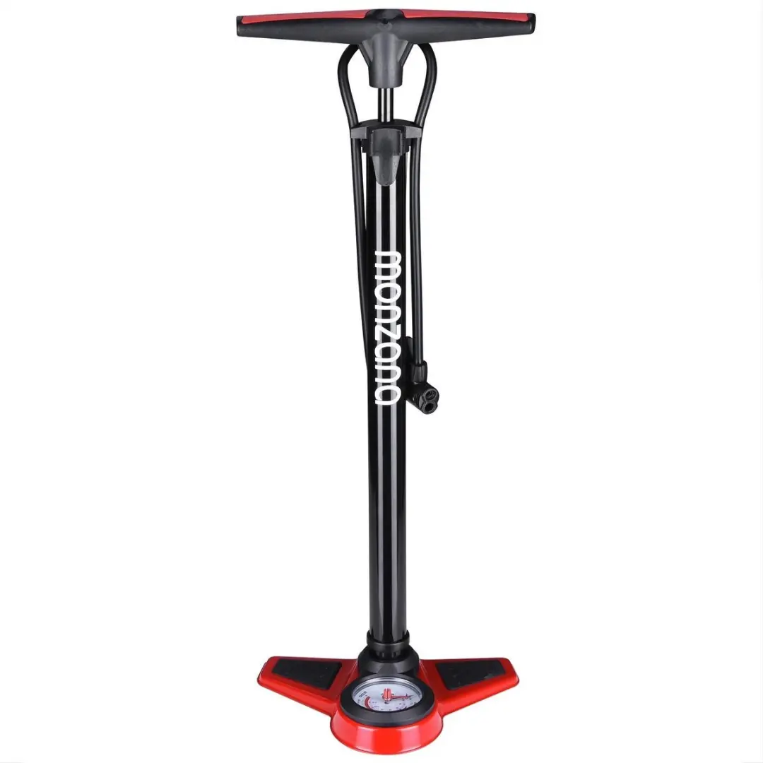 Monzana Vloerpomp met Manometer - 100 cm Slang - Zwart/Rood - afbeelding 6 van 6