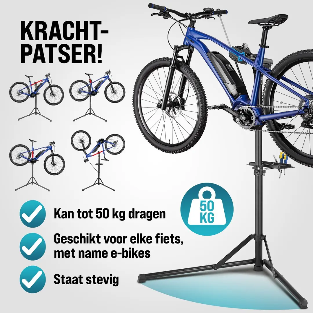 Monzana Fietsmontagestandaard 50kg - Inklapbaar - Zwart/blauw