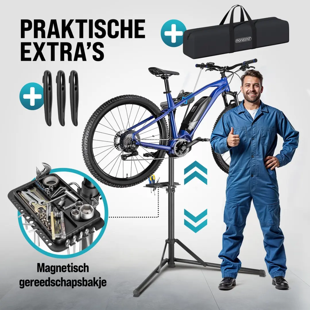 Monzana Fietsmontagestandaard 50kg - Inklapbaar - Zwart/blauw