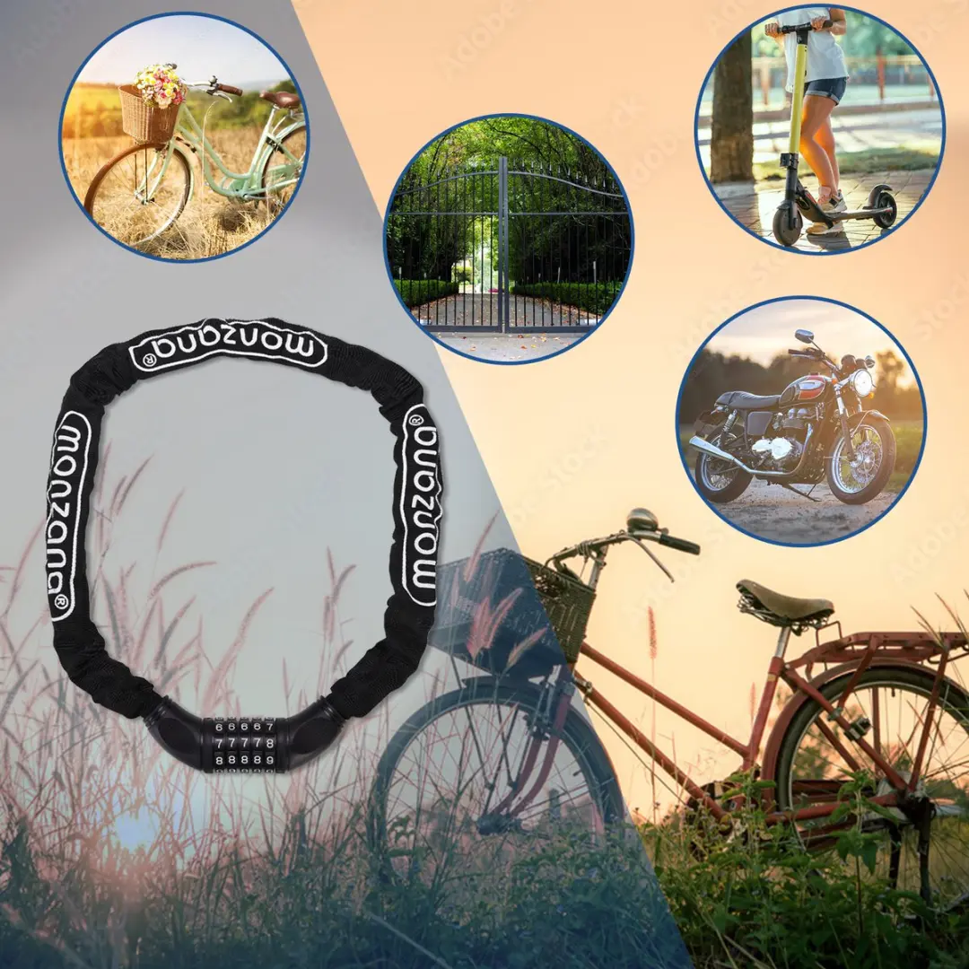 Monzana Fietsslot 90cm - Numerieke Code - Zwart
